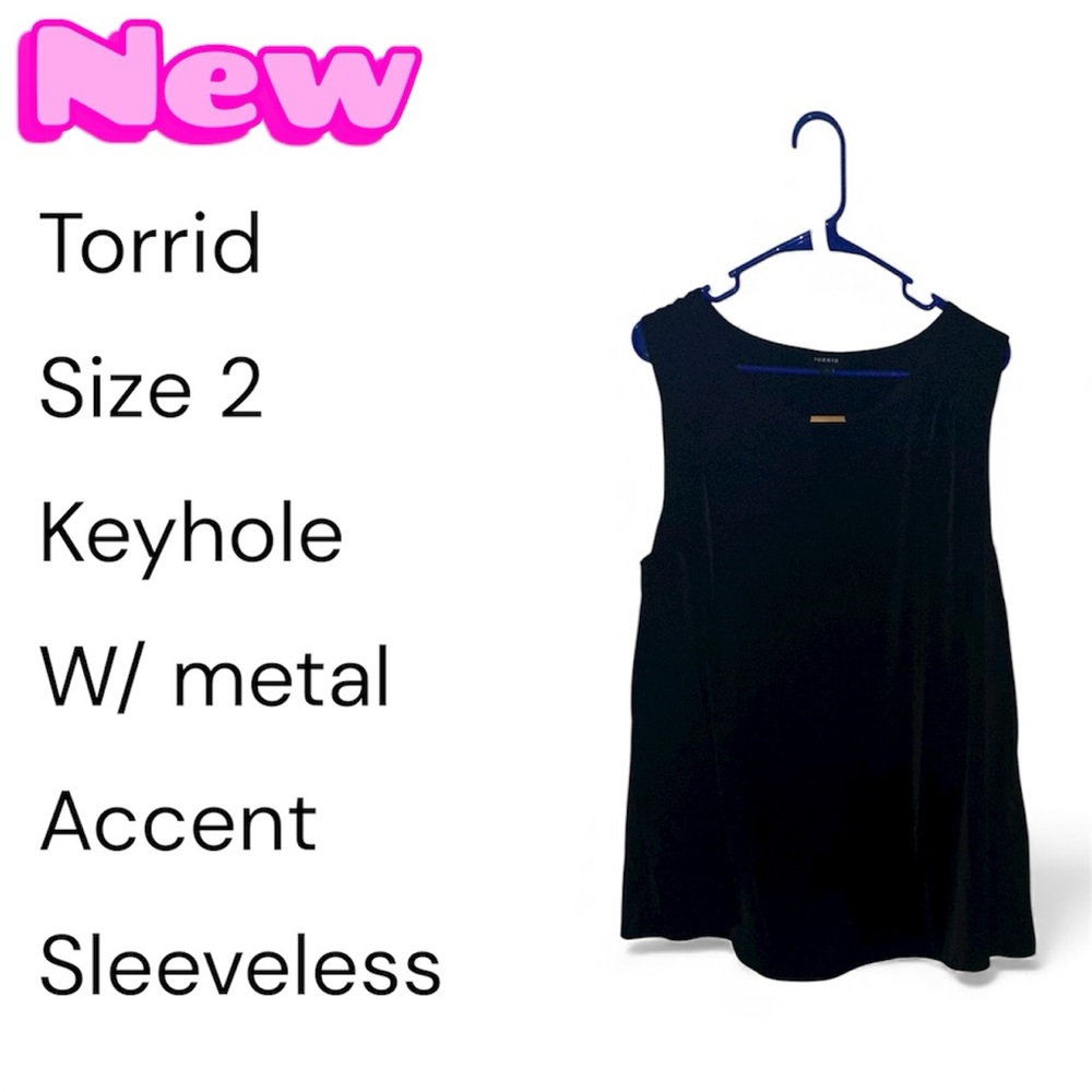 Torrid Black Keyhole Tank Top with Metal Accent